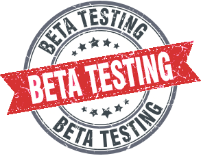 Red and gray Beta Testing stamp