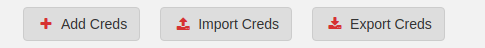 Add Creds, Import Creds and Export Creds buttons in the PenTest.WS credentials panel
