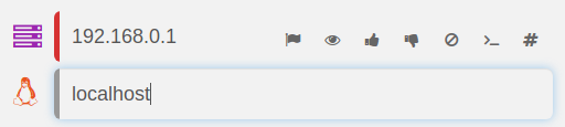 Host IP and hostname fields with colored status bars on their left edges showing autosave state